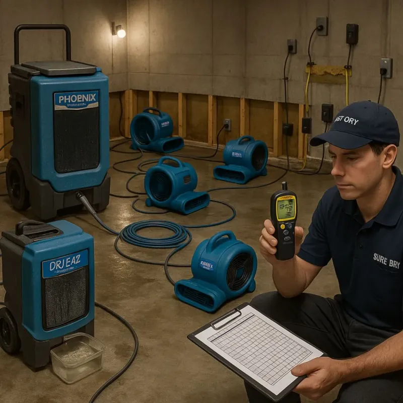 Structural Drying and Dehumidification process in Laguna Beach, FL